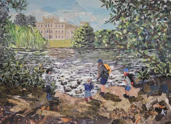 Eenden voeren bij Elvaston Castle